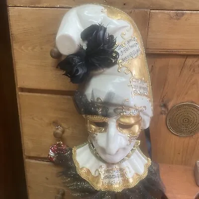 Orginal Venetian Paper Mache Mask Venezia  Italy Music Notes & Gold Large Decor • $60