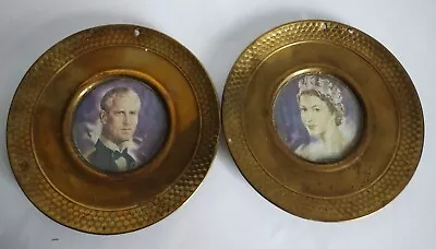 Vintage 1953 Queen Elizabeth & Phillip Coronation Souvenir Brass Plates (37) • £5