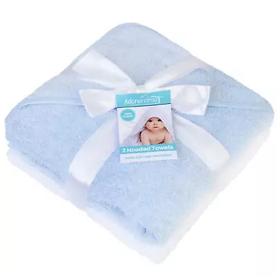 2 X Hooded Baby Towel Soft 100% Cotton Bath Wrap Blue & White • £9.99