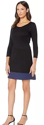 Nicole Miller Artelier BLACK/NAVY Ponte Scoop Neck Dress US 0X • $38.78