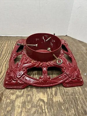 Vintage Traditions Red Cast Iron Christmas Tree Stand Original Box Fits 3”-6.5” • $45