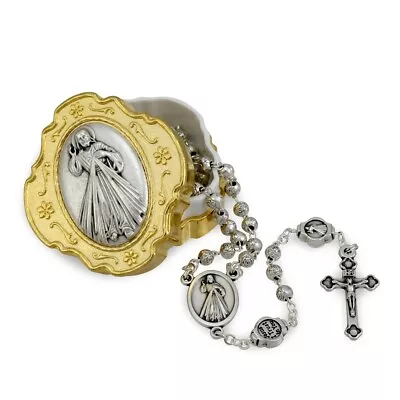 Divine Mercy Rosary Metal Beads And Gold Finish Box Gift Set • $23.95