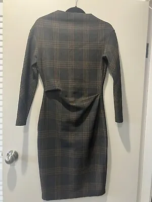 $25 • Buy Zara Long Sleeve Checked Bodycon Office Dress Sexy M 8-10