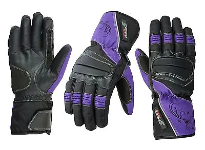Ladies Purple/black Womens Motorbike / Motorcycle / Motocross Textile Gloves • £14.99