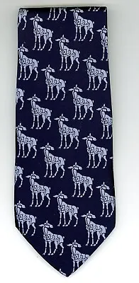 Brioni Tie Silk Italy 100% Made Animal Print Men's Zebra All Over Blue Navy • $24.50