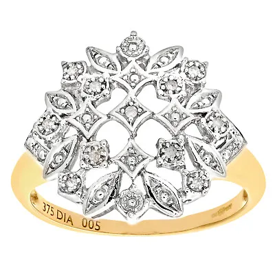 9ct Yellow Gold Diamond Cluster Ring With 0.05ct Natural Stones By Naava • $484.96