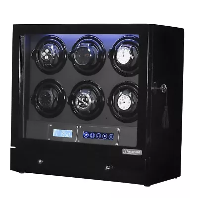 Arcanent 6 + 2 Slot Watch Winder LCD Digital Black Quality                  SALE • $499