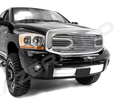 Front Hood Chrome Big Horn Grille+Replacement Shell For 06-09 Dodge RAM 2500+350 • $299.21