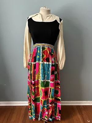 Vintage Maxi Dress Gown Mod Print Skirt • $12