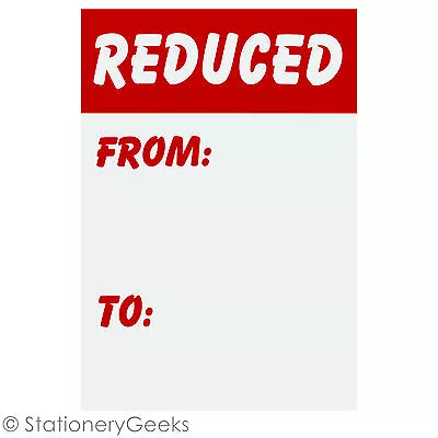 £1.99 • Buy 24 REDUCED FROM TO Sale Cards 6x4 Price Tickets Label Discount Shop Pricing Sign
