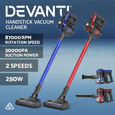 Devanti Handheld Vacuum Cleaner Brushless Bagless Cordless Stick Recharge 250W • $128.95