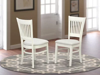 Set Of 6 Vancouver Dinette Kitchen Dining Chairs With Padded Seat In Linen White • $480