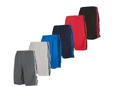 Mens Casual Mesh Shorts Basketball Sports Two Stripe Gym Pants Workout Summer • $8.39