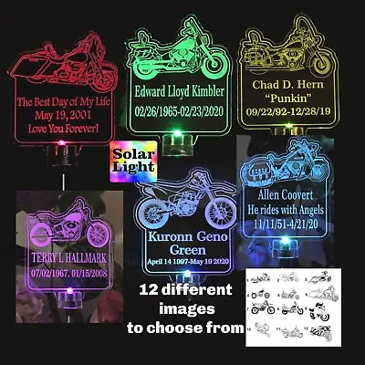 Personalized Motorcycle Solar Lights Grave Marker Memorial Gift Sympathy Gift • $41