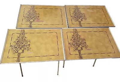 4 LaVada TV Trays Gold Hanging Plant Floral Mid Century Modern  • $99.99