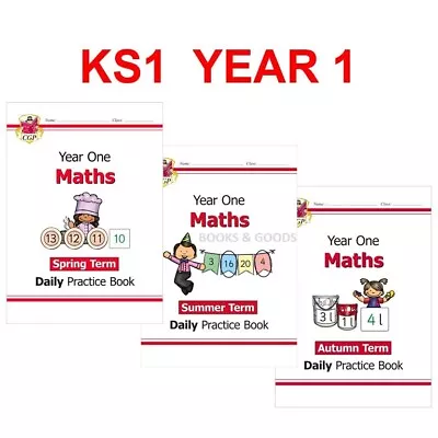 KS1 Year 1 Maths Daily Practice Books 3 Books Bundle With Answers Ages 5-6 Cgp • £18.99