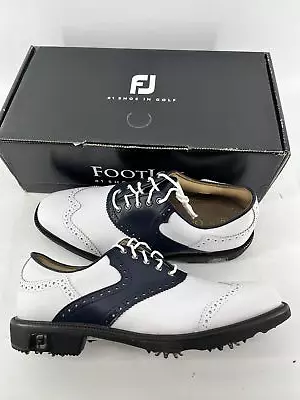 Footjoy Myjoys Premiere Icon Shield Tip Golf Shoes Custom White Blue 8 Medium • $229.99