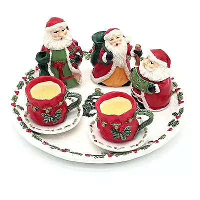 1993 Summco Miniature Tea Set Santa Christmas Holly Red Green 10 Pieces • $11.20