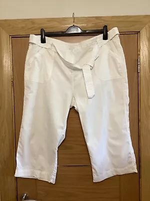 2 X Pair Marks & Spencer Cropped Cotton White Trousers Size 22 • £10