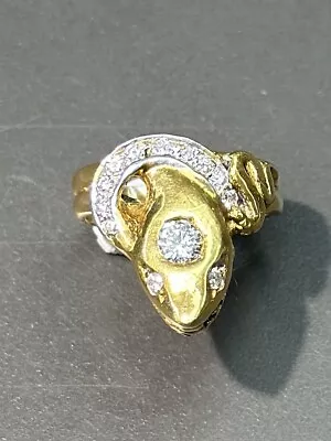 Vintage 18K Gold Diamond Two-Tone Snake Ring SZ 6 • $1500