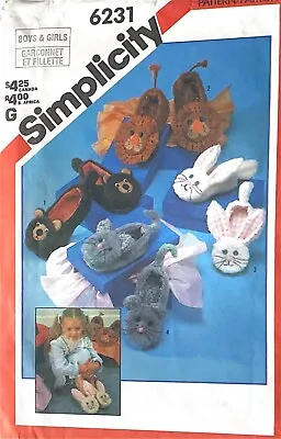£4 • Buy Vintage SIMPLICITY Sewing Patterns For Childrens Animal Slippers No 6231