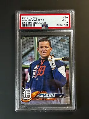 2018 Topps Miguel Cabrera #90 SP Variation Bat On Shoulder PSA 9 • $85