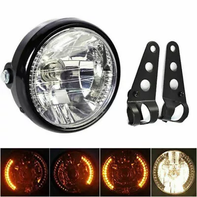 7 Inch LED Motorcycle Headlight Round With Mounting Bracket Fit Universal Black • $20.99