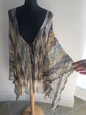 MISSONI MARE Kaftan Swim Coverup Open Knit Crochet Multicoloured Size Small • $113.68