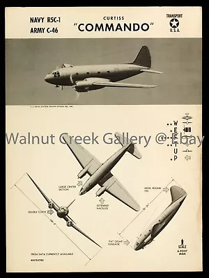 C-46  Commando  World War II ID Plane Poster Art Print Approx13.8 X10.4  09121 • $7.70