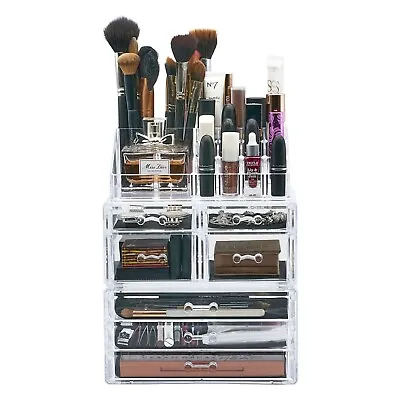 Makeup Cosmetic Organiser Jewellery Storage Box 7 Drawer Acrylic Case Clear Tray • £25.99