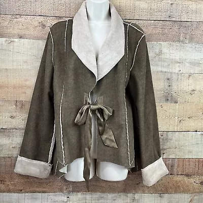 True Grit Dry Goods Brown Beige Faux Fur Lined Jacket Womens Size L          PRM • $15