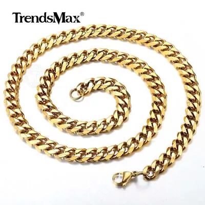 9MM Boys Men Chain Yellow Gold Filled Cut Curb Link Necklace Jewelry Gift 16-36  • $16.99