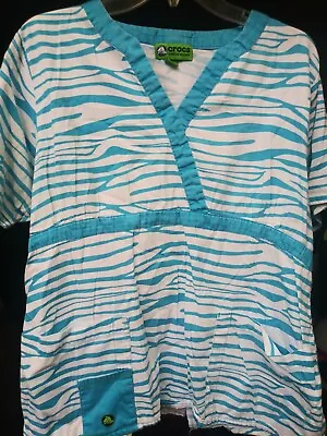 Crocs Scrubs Size Large Blue Zebra Stripes Medical Vets Healthcare Doctors • $13.85