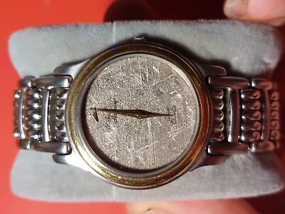 Mark Anthony 35mm Quartz Wristwatch W Metoerite Dial And Solid 14k Gold Bezel • $650