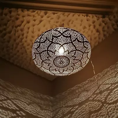 Handmade Moroccan Pendant Light - Moroccan Brass Ceiling Lamp  Chandelier Light • $125