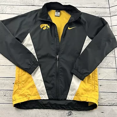 VTG Nike Iowa Hawkeyes Full Zip Track Jacket Men's Medium Yellow Black USA Made • $31.49