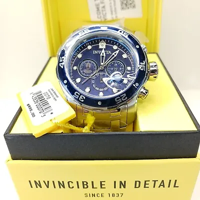NEW Invicta Men Pro Diver Scuba VD53 Chronograph Stainless Steel Blue Dial Watch • $85.95