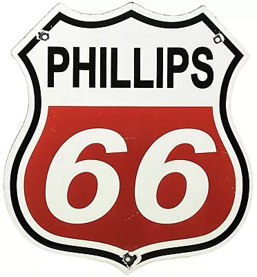 Vintage Phillips 66 Gasoline Porcelain Sign Dealership Gas Station Motor Oil • $116.38