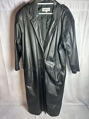 Vintage Full Length Overcoat SPLIT END LTD Men's M Lined Black Leather MS271 • $49.95