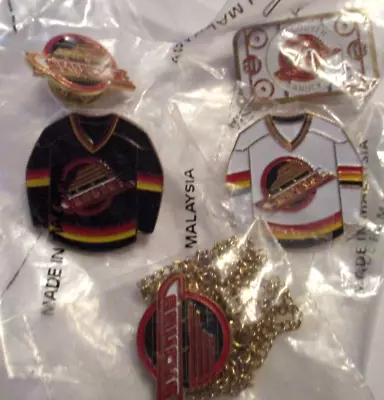 5 VANCOVER CANUCKS  Vintage (90'S) Pins  NHL  New  - Includes Logo Necklace (75) • $9.99