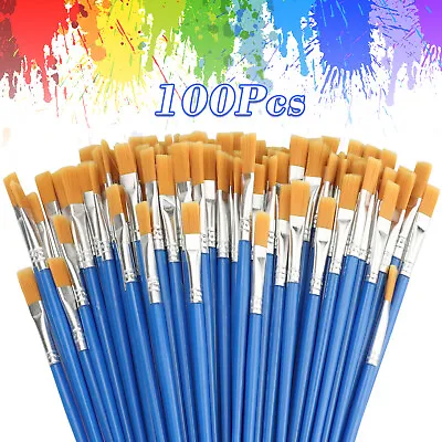 100Pcs Artist Paint Brushes Set Art Acrylic Oil Watercolour Painting Craft Model • $13.48