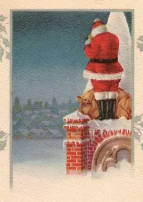$17.50 • Buy C. 1910 Santa Chimney Wishes Christmas Toy Bag Vintage Greeting Postcard