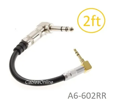 2ft. Right-Angle Premium 3.5mm Stereo Male To 1/4  Stereo TRS Male Cable • $24.95