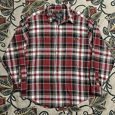 VTG EUC Eddie Bauer Heavyweight Flannel Shirt Men’s M Medium Red/Cream Plaid • $34.99