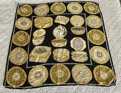 Rare  Vintage Gianni Versace  Yellow Gold Print Silk Scarf 34” X 33” • $90