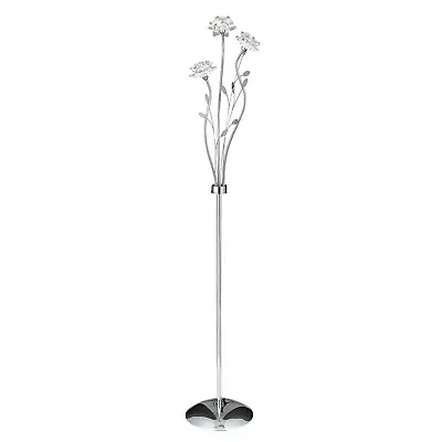 £176.95 • Buy 3 Lights Chrome Finish Free Standing Floor Lamp With Clear Flower Glass Detail