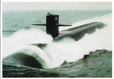 USS OHIO (SSBN-726) ~ Submarine At Sea ~ 1980's Postcard ~ Made In R.I.  (#2184) • $2.98