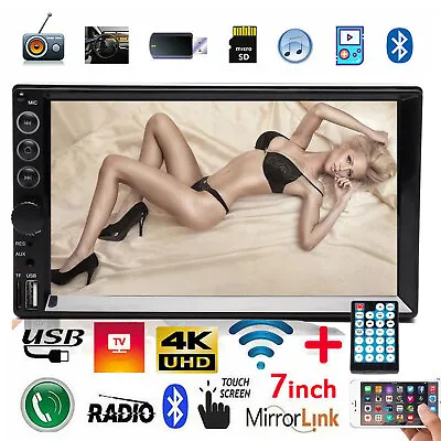 7 Double 7018B 2 DIN Car GPS Radio MP5 Player Touch Screen Bluetooth+Rear Camera • $63.08