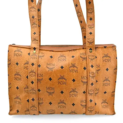 Authentic MCM Visetos Leather Drawstring Tote Bag Brown H1629OR603 • $150