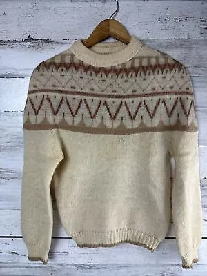 1960s Sears Young Junior USA Faire Isle Mohair Wool Sweater Sz Small • $39.99